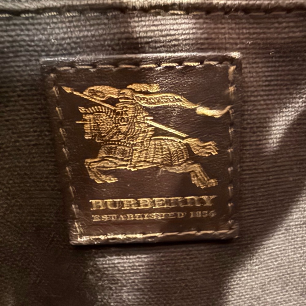 Burberry Beige Plaid Tote with Brown Leather Straps - Picture 9 of 13